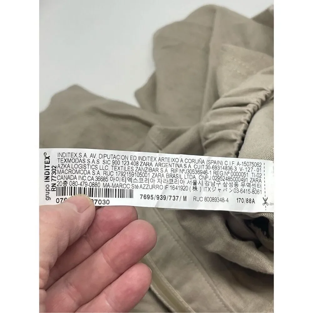 ZARA LINEN BLEND CARGO JUMPSUIT Sz M
